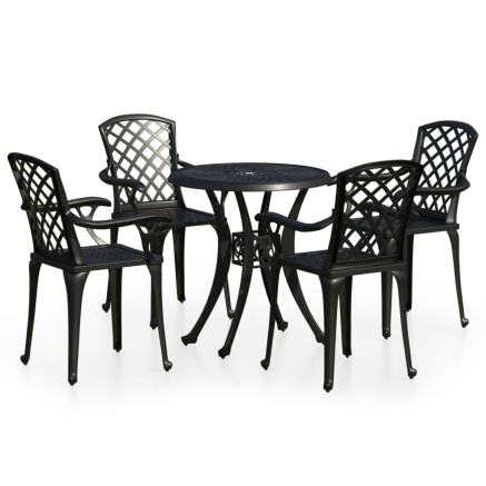 Ensemble de bistro 5 pcs Aluminium coulé Noir 2