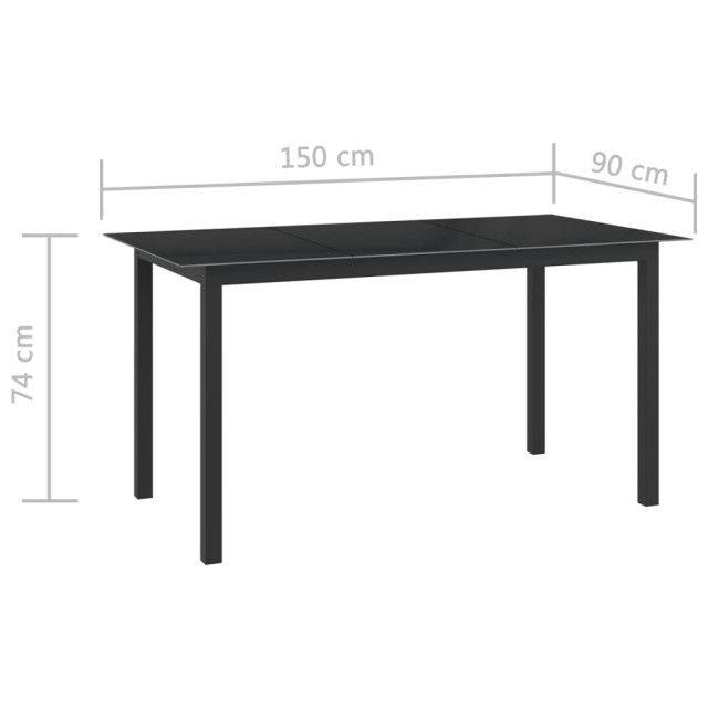 Ensemble à manger de jardin 7 pcs aluminium noir