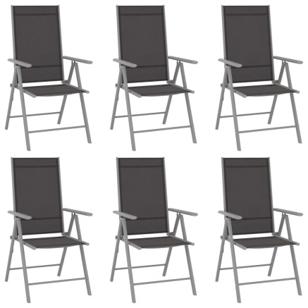 Ensemble à manger de jardin 7 pcs aluminium argenté et noir 2
