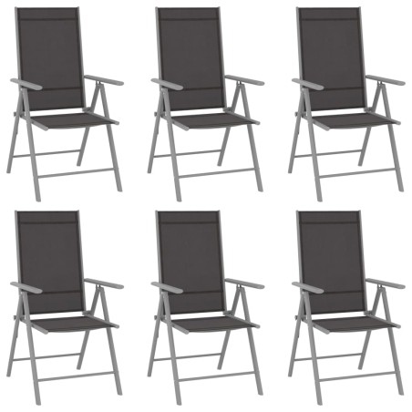 Ensemble à manger de jardin 7 pcs aluminium argenté et noir