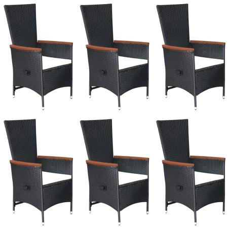 Ensemble à manger de jardin 7 pcs Résine tressée Noir