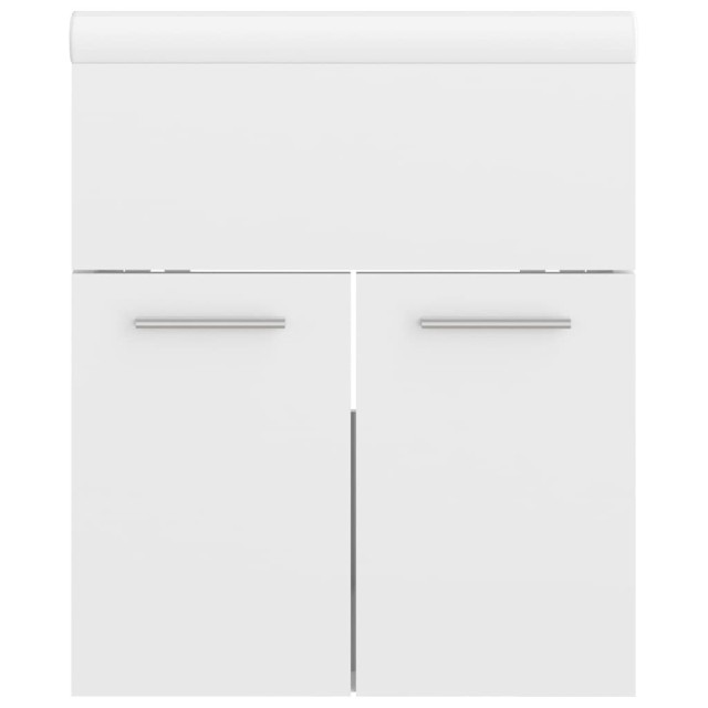 Armoire d'évier avec lavabo intégré Blanc brillant Aggloméré