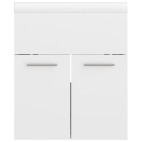 Armoire d'évier avec lavabo intégré Blanc brillant Aggloméré