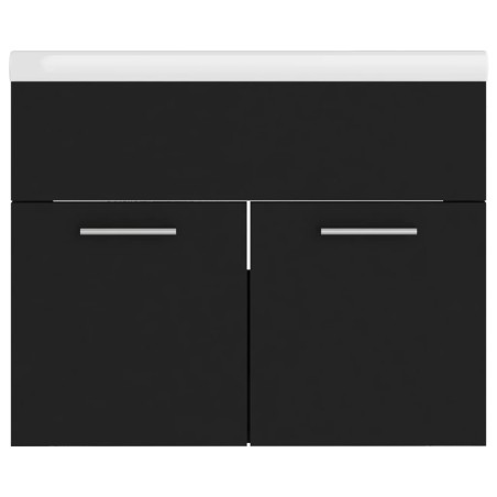 Armoire d'évier avec lavabo intégré Noir Aggloméré