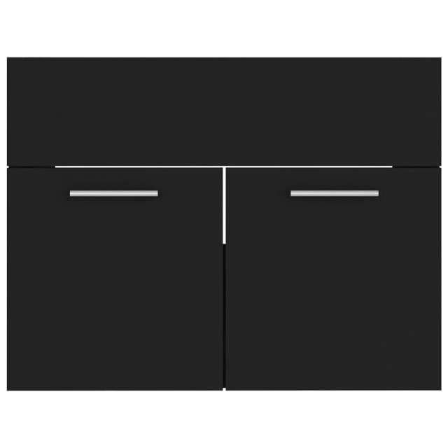 Armoire d'évier avec lavabo intégré Noir Aggloméré