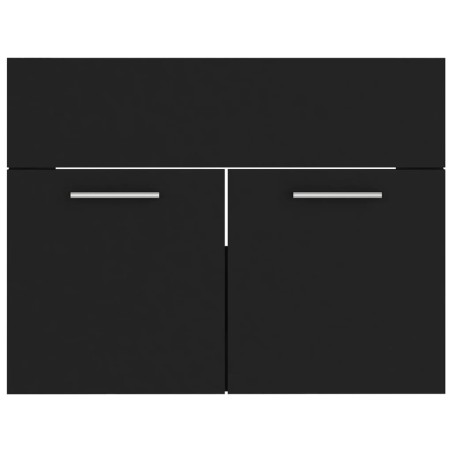 Armoire d'évier avec lavabo intégré Noir Aggloméré