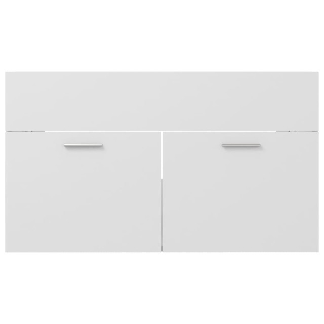 Armoire d'évier avec lavabo intégré Blanc Aggloméré