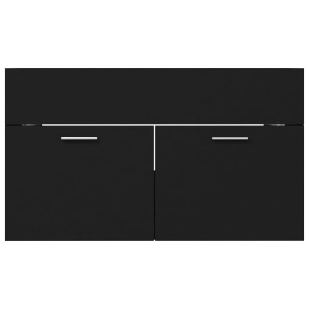 Armoire d'évier avec lavabo intégré Noir Aggloméré