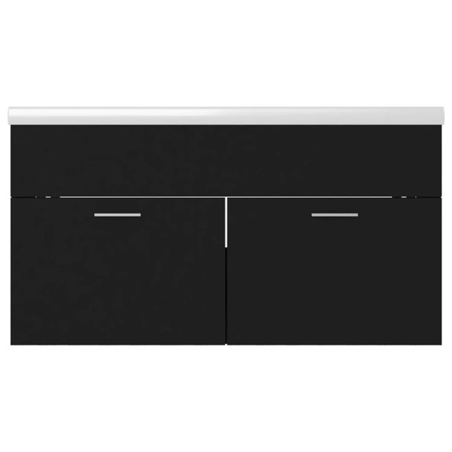 Armoire d'évier avec lavabo intégré Noir Bois d'ingénierie