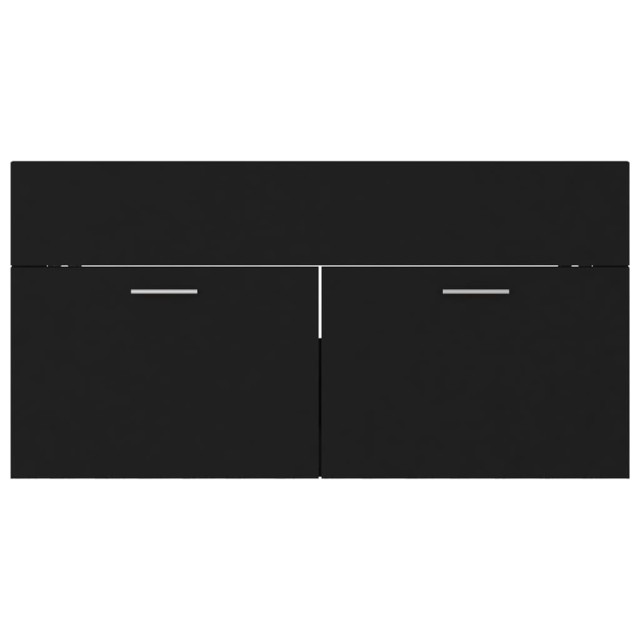 Armoire d'évier avec lavabo intégré Noir Bois d'ingénierie