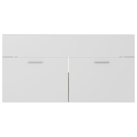 Armoire d'évier et lavabo intégré Blanc et chêne sonoma