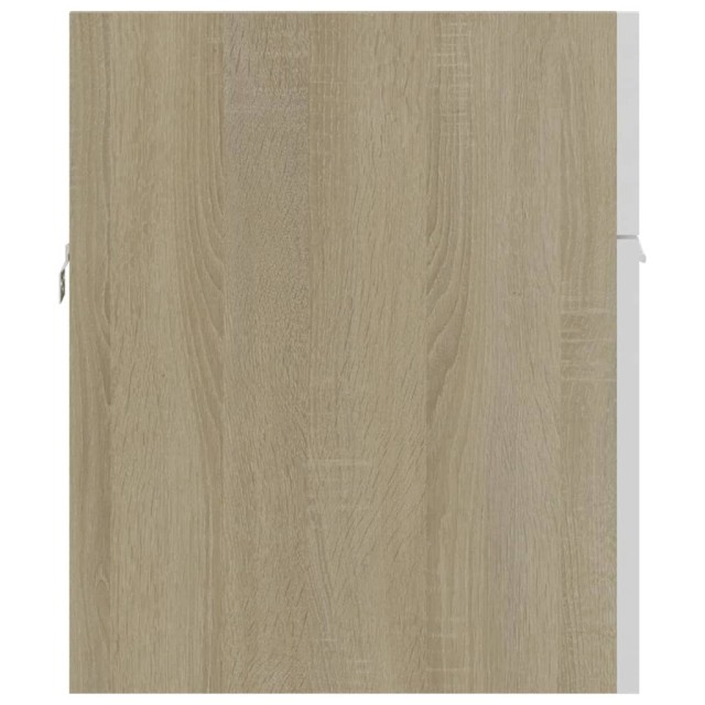 Armoire d'évier et lavabo intégré Blanc et chêne sonoma