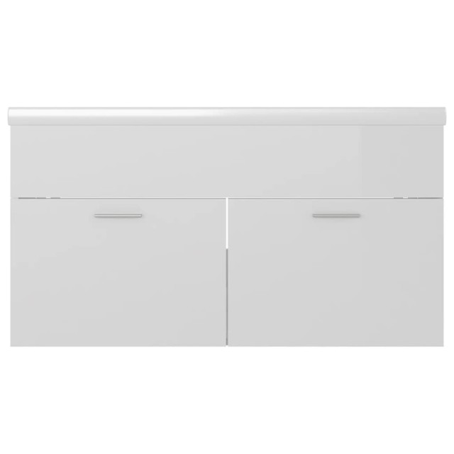 Armoire d'évier avec lavabo intégré Blanc brillant