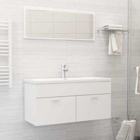Armoire d'évier avec lavabo intégré Blanc Aggloméré