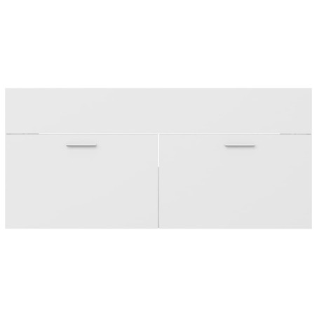 Armoire d'évier avec lavabo intégré Blanc Aggloméré