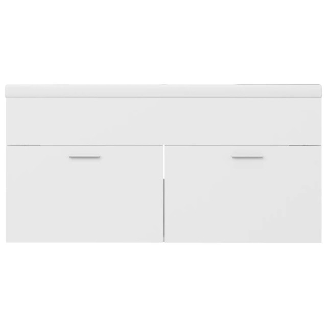 Armoire d'évier avec lavabo intégré Blanc Aggloméré