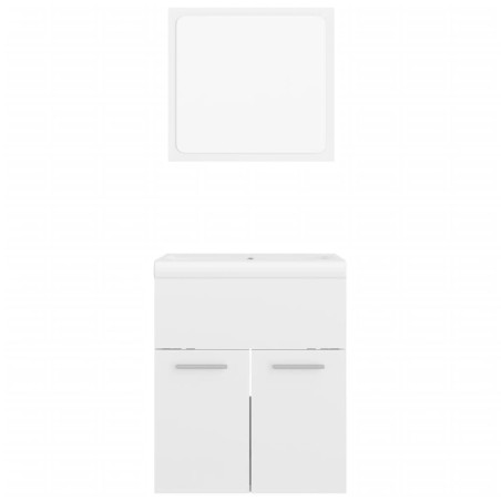 Ensemble de meubles de salle de bain Blanc brillant Aggloméré