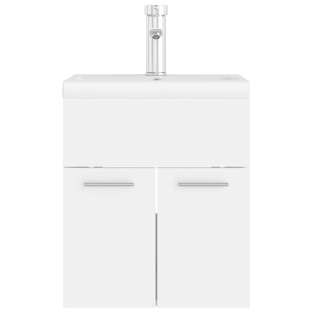 Armoire d'évier avec lavabo intégré Blanc Bois d'ingénierie