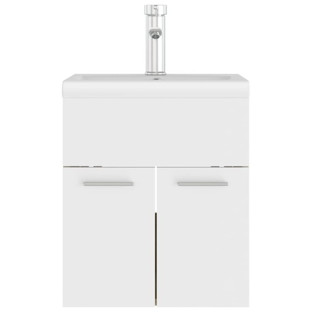 Armoire d'évier avec lavabo intégré blanc et chêne sonoma