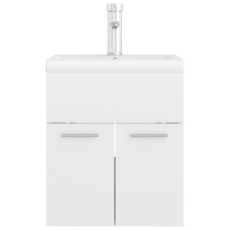 Armoire d'évier lavabo intégré blanc brillant bois d'ingénierie