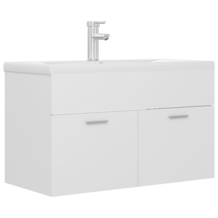 Armoire d'évier avec lavabo intégré Blanc Aggloméré 2