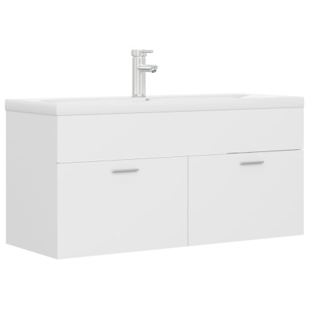 Armoire d'évier avec lavabo intégré Blanc Aggloméré 2