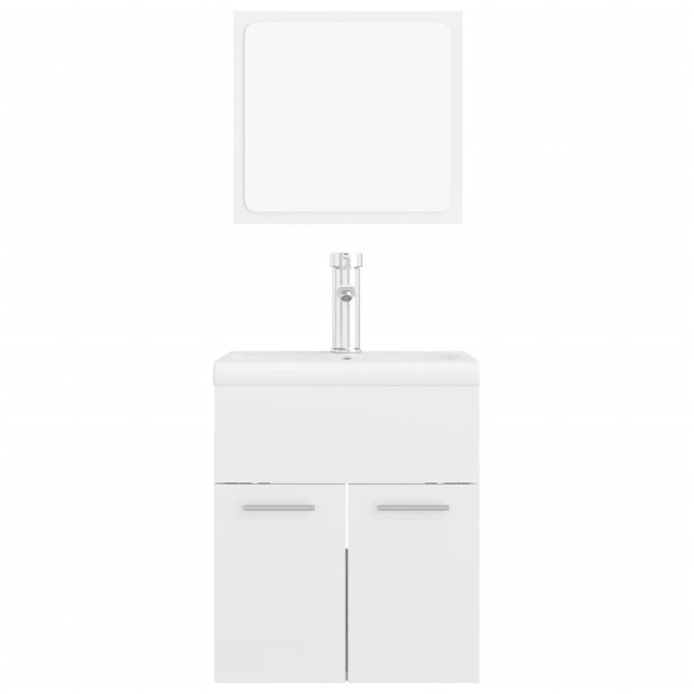 Ensemble de meubles de salle de bain Blanc brillant Aggloméré