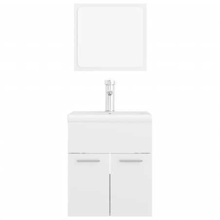 Ensemble de meubles de salle de bain Blanc brillant Aggloméré