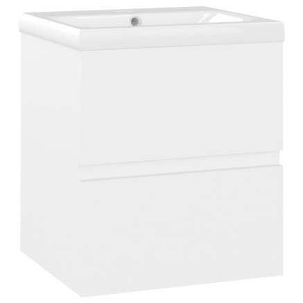 Armoire d'évier avec lavabo intégré Blanc Aggloméré 2