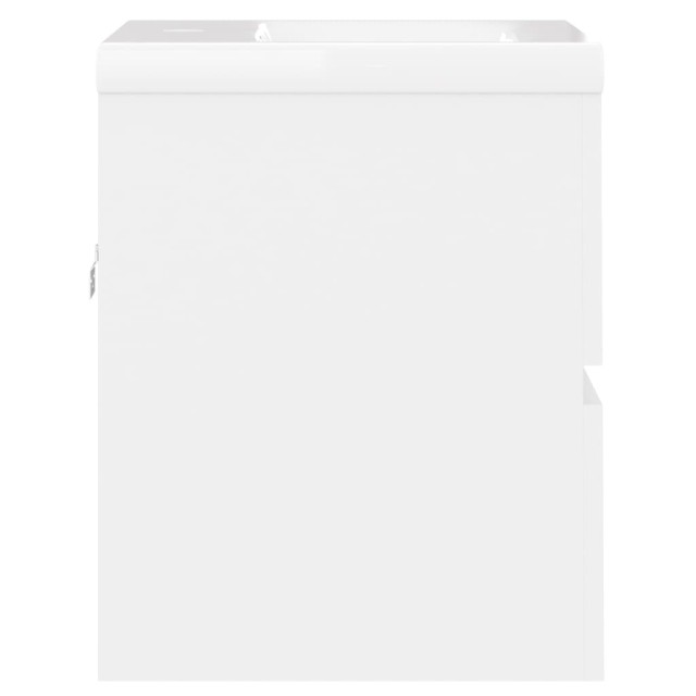 Armoire d'évier avec lavabo intégré Blanc Aggloméré