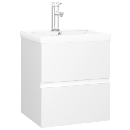 Armoire d'évier avec lavabo intégré blanc bois d'ingénierie 2