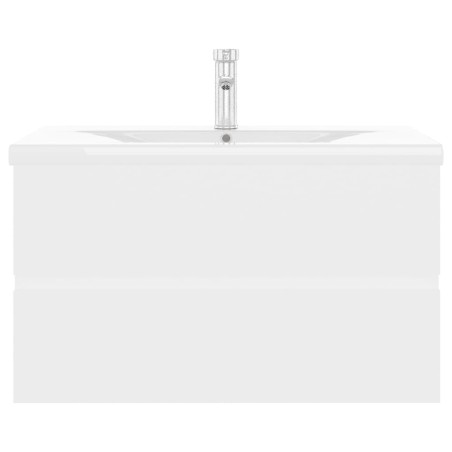 Armoire d'évier avec lavabo intégré blanc bois d'ingénierie