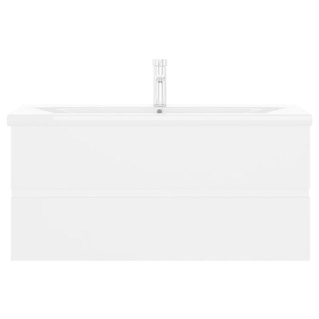 Armoire d'évier avec lavabo intégré blanc bois d'ingénierie