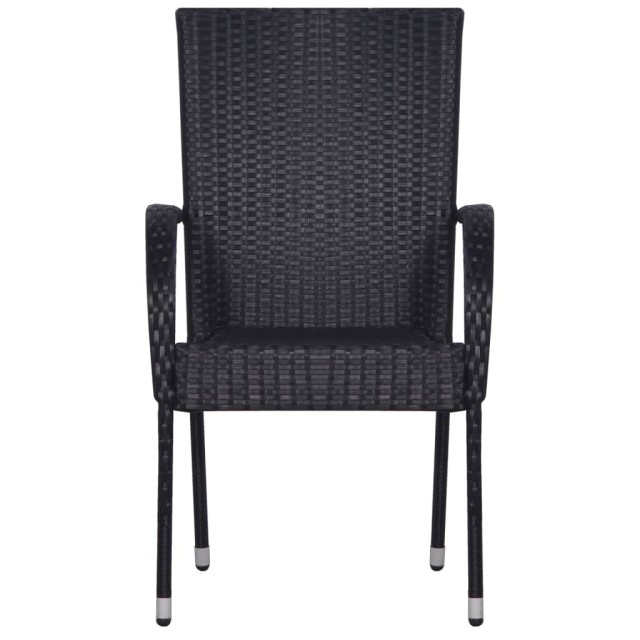 Ensemble à manger de jardin 7 pcs Résine tressée Noir