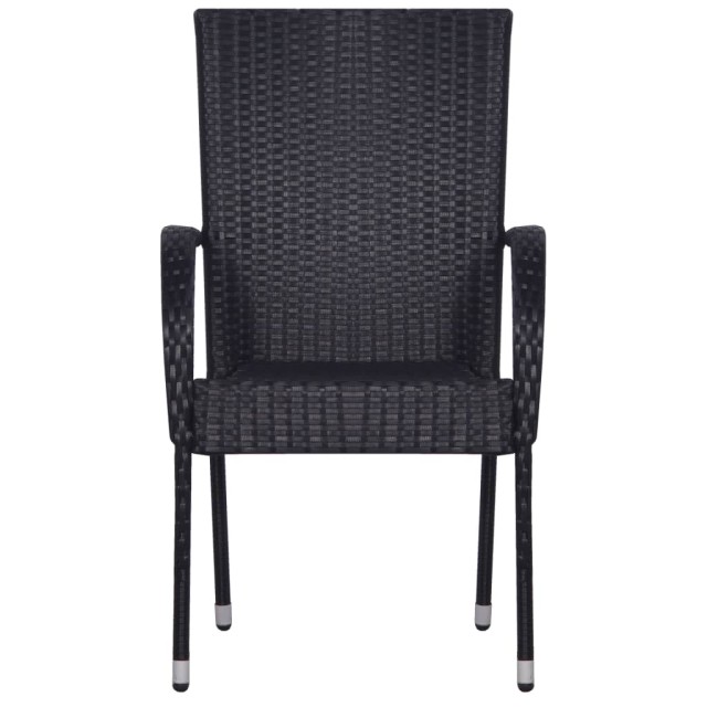 Ensemble à manger de jardin 7 pcs Résine tressée Noir