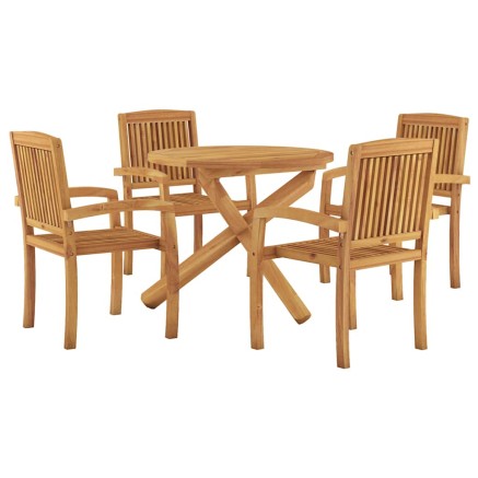 Ensemble à manger de jardin 5 pcs Bois de teck massif 2