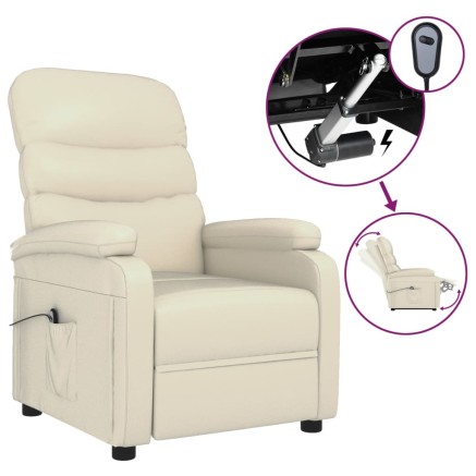 Fauteuil inclinable électrique Crème Similicuir 2