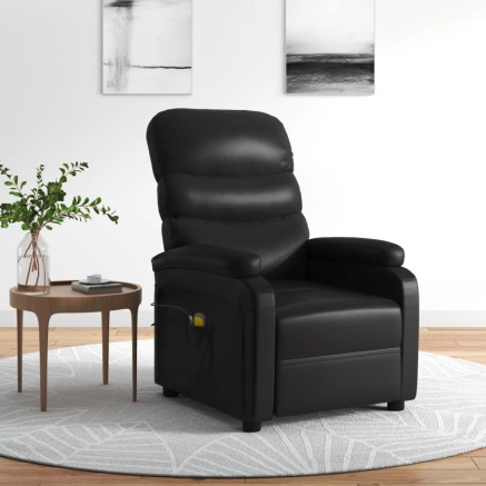 Fauteuil électrique de massage Noir Similicuir