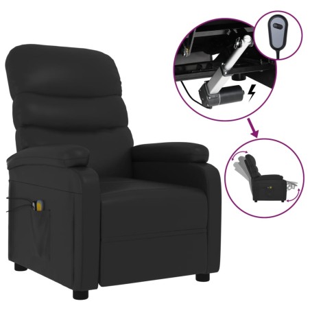 Fauteuil électrique de massage Noir Similicuir