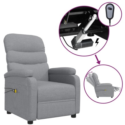Fauteuil électrique de massage Gris clair Tissu 2