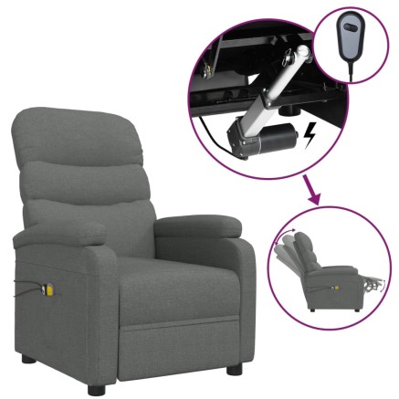 Fauteuil électrique de massage Gris foncé Tissu 2