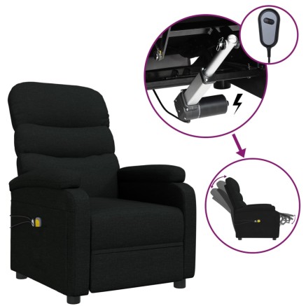 Fauteuil électrique de massage Noir Tissu 2