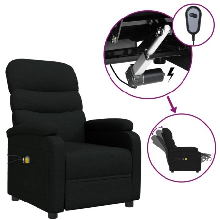 Fauteuil électrique de massage Noir Tissu