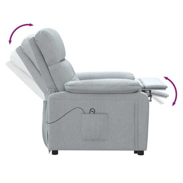 Fauteuil inclinable électrique Gris clair Tissu