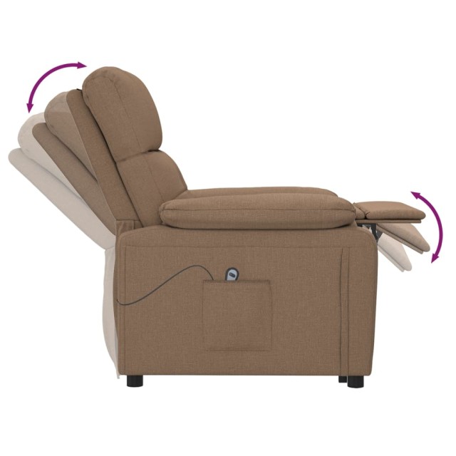 Fauteuil inclinable électrique Marron Tissu