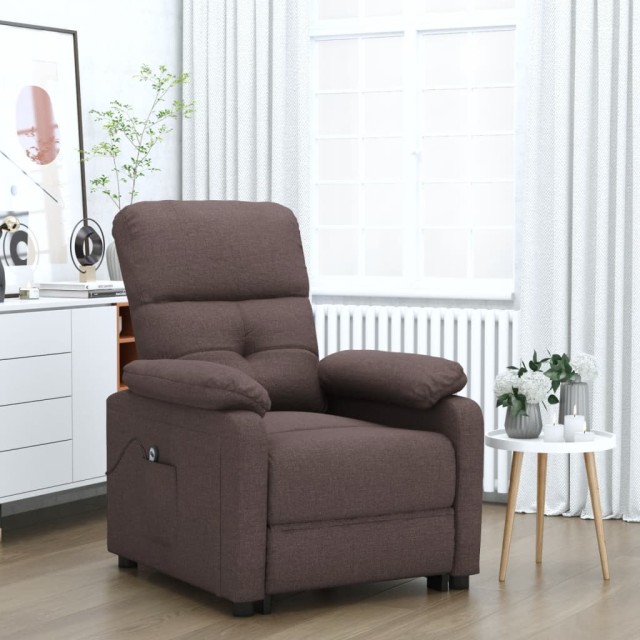 Fauteuil inclinable électrique Marron foncé Tissu