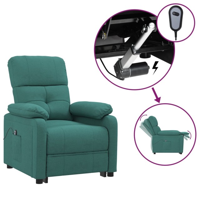 Fauteuil inclinable électrique Vert foncé Tissu