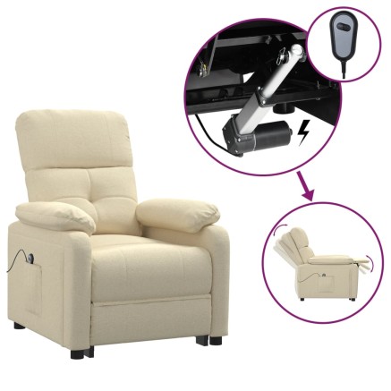 Fauteuil inclinable électrique Crème Tissu 2