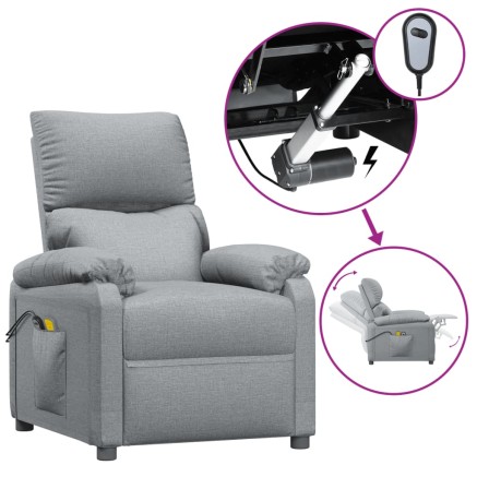 Fauteuil électrique de massage Gris clair Tissu 2