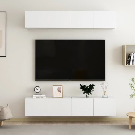 Meubles TV 4 pcs Blanc 80x30x30 cm Bois d'ingénierie